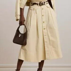 NWT! Sz 4 IVORY BEIGE/TAN Lauren Ralph Lauren Women's Button-Front Micro-Sanded